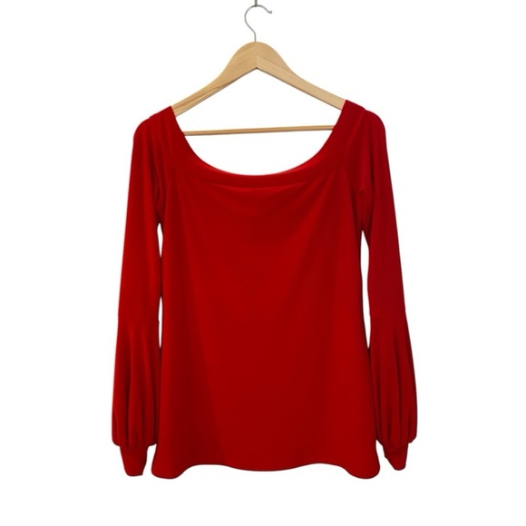 Joseph Ribkoff Red Long Sleeve Stretch Off Shoulder Blouse - Picture 4 of 7
